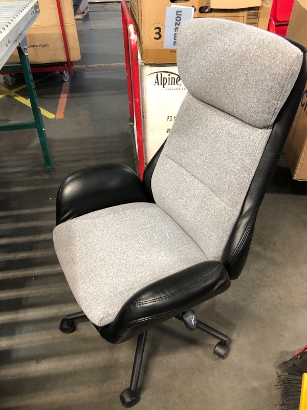 Photo 2 of (READ FULL POST) Glitzhome Mid-Century Modern Two-Tone Color High Back Leatherette Chairs Computer Desk Chair, Task Chair with Armrest Adjustable Gaslift Office Chair Executive Swivel Chair,Black & Gray