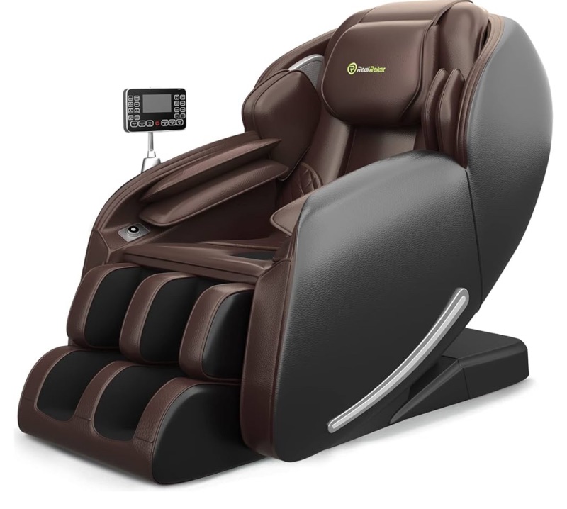 Photo 1 of *POWERS ON** Real Relax Massage Chair Favor-06, Full Body Zero Gravity SL-Track Shiatsu Massage Recliner Chair with APP Control, Brown