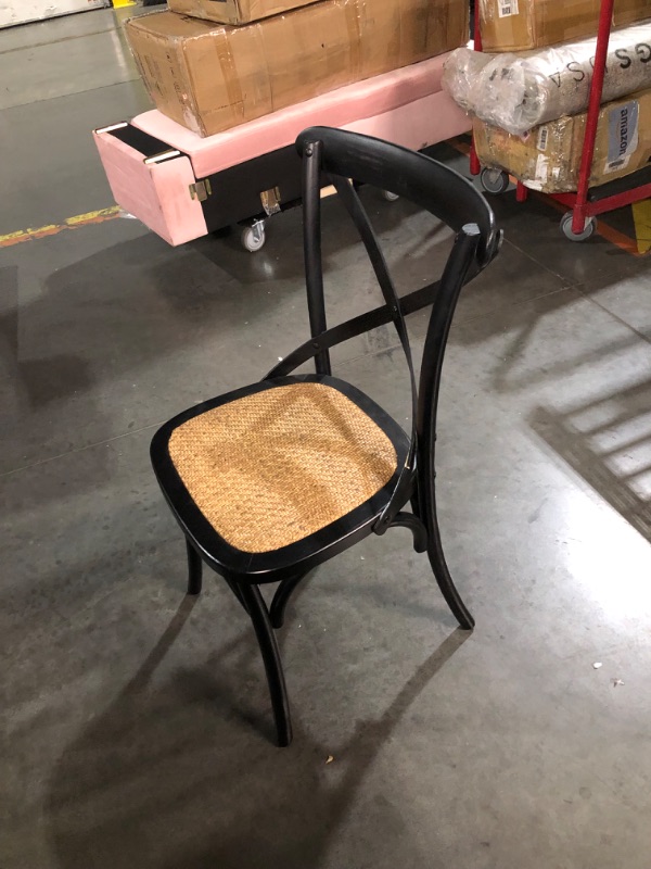 Photo 6 of ***DAMAGED - CRACKED - SEE PICTURES***
Modway Gear Rustic Modern Farmhouse Elm Wood Rattan Dining Chair in Black, 19.5"D x 21"W x 34.5"H