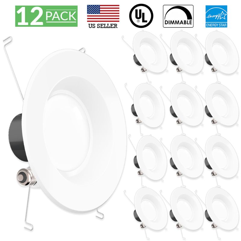 Photo 1 of (READ FULL POST) Sunco Lighting 12 Pack 5/6 Inch LED Can Lights Retrofit Recessed Lighting, Smooth Trim, Dimmable, 4000K Cool White, 13W=75W, 965 LM, Damp Rated, Repla