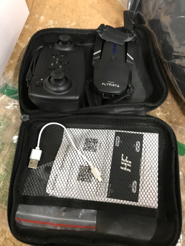 Photo 2 of (PARTS ONLY/ NO RETURNS OR REFUNDS) FLYVISTA Mini Drone with Camera for Adults Kids, 1080P WiFi FPV Camera Drone with 3 Batteries, One-Click Take Off/Landing, Altitude Hold, Headless Mode, 360° Flips, 3-Gear Speeds, Emergency Stop, Carrying Case, Toys Gif