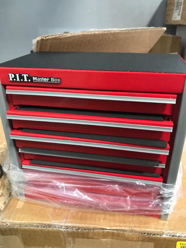 Photo 1 of P.I.T. Mini Red Tool Box, Portable 5-Drawer Micro Roll Cab Steel Stackable Tool Box with Liner, Red Small Tool Case for Tools Storage and Organizers, Home DIY 4.6"D x 8.6"W x 7.9"H