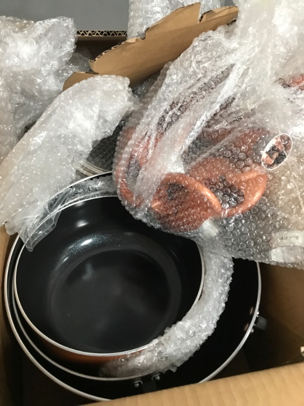 Photo 2 of 10 Pieces Pots and Pans Set,Aluminum Cookware Set, Nonstick Ceramic Coating, Fry Pan, Stockpot with Lid, Copper and Black