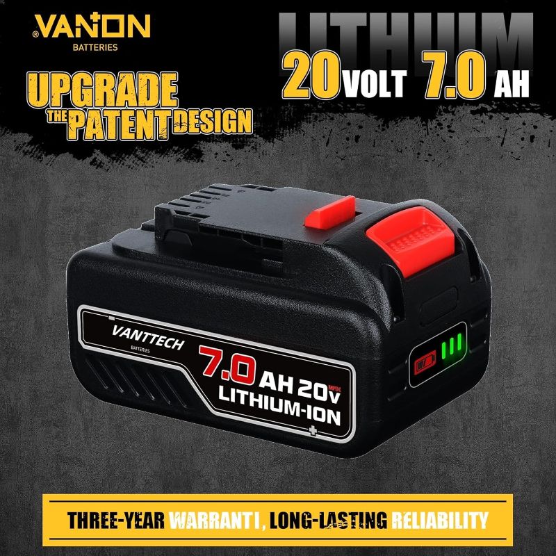 Photo 1 of 
Roll over image to zoom in







2 VIDEOS
VANON 7.0Ah 20 Volt Replacement for Dewalt 20V Max Battery Lithium Ion Compatible with Dewalt Bateria DCB200 DCB204 DCB206 DCB201 DCB203 DCB181 DCB180 20V VANTTECH Battery1 pack