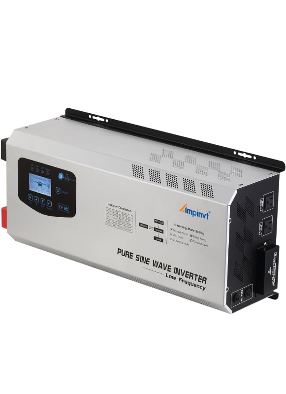 Photo 1 of Ampinvt 6000W Peak 18000W Pure sine Wave Inverter 48V DC to 120V 240V AC Split Phase Output, with ac Battery Charger, Low Frequency Off Grid Power System, for Sealed Gel Agm Flooded Lithium Battery