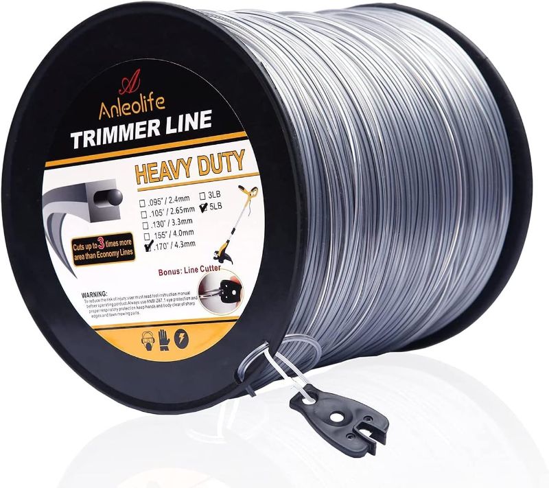 Photo 1 of A ANLEOLIFE 5-Pound Heavy Duty Square .170-Inch-by-367-ft String Trimmer Line in Spool, with Bonus Line Cutter