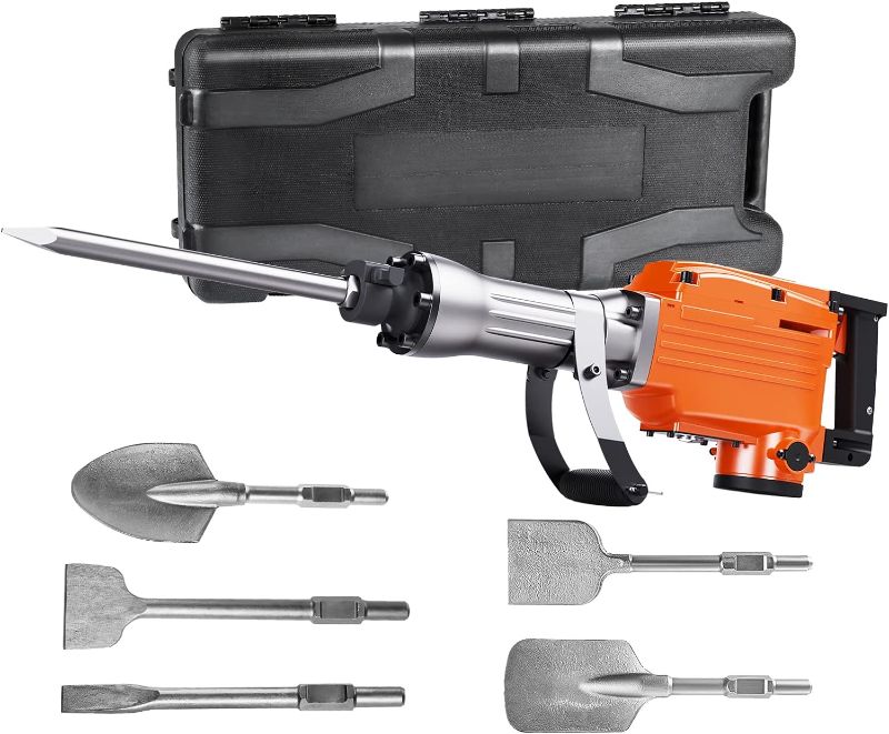 Photo 1 of *****BROKEN HANDLE **** VEVOR Demolition Jack Hammer, MAX 2200W Electric Jackhammer Heavy Duty, 1350 BPM Concrete Breaker, 6pcs Chisels Bit Chipping with Case