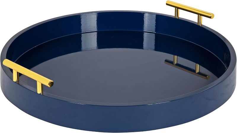 Photo 1 of 
Kate and Laurel Lipton Modern Round Tray, 15.5" Diameter, Navy Blue and Gold, Decorative Accent Tray for Storage and Display