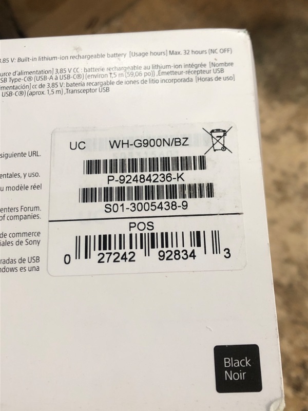 Photo 3 of (USED/ SLIGHT DAMAGE ON HEADBAND) Sony INZONE H9 Wireless Gaming Headphones, Bluetooth Headset with Microphone Over-Ear Headphones with 360 Spatial Sound, Dual Sensor Noise Canceling Technology, H9 Gaming Headset, WH-G900N (Black)