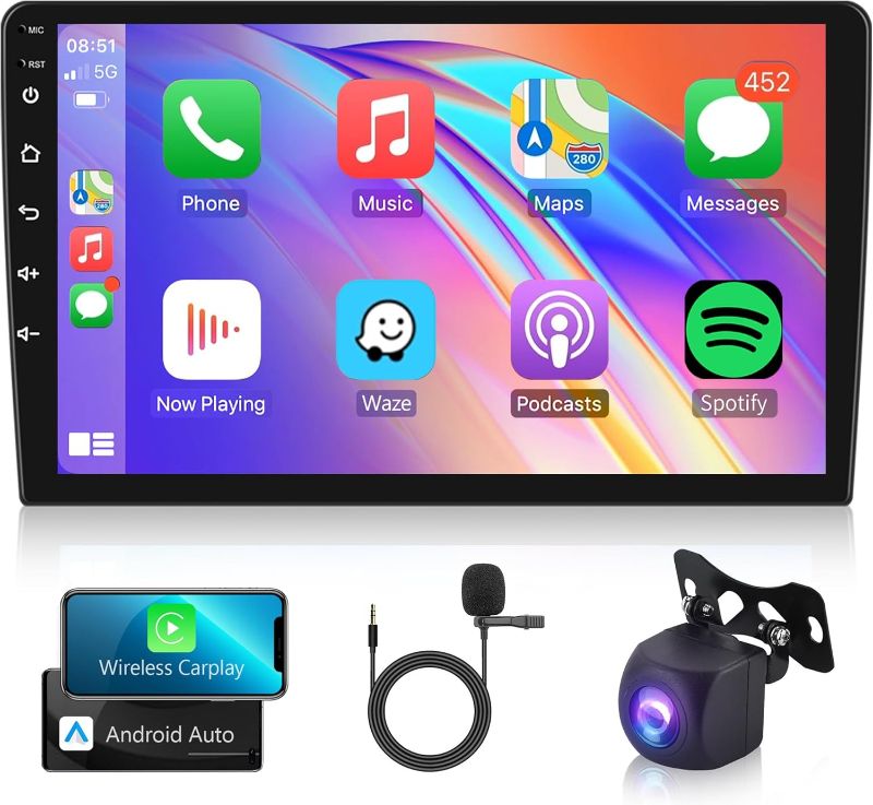 Photo 1 of 2G 32G Android Car Stereo Double Din with Wireless Apple Carplay, Rimoody 9 Inch Touch Screen Car Radio 2 Din with GPS Navigation Bluetooth FM HiFi WiFi USB Android Auto + AHD Backup Camera
