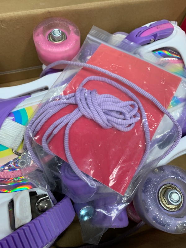 Photo 3 of **USED**
SULIFEEL Rainbow Unicorn 4 Size Adjustable Light up Roller Skates for Girls Boys for Kids Purple Small