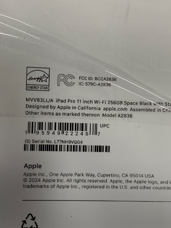 Photo 5 of ***SEE NOTES*** 
Apple 11" iPad Pro M4 Chip (Standard Glass, 256GB, Wi-Fi Only, Space Black)