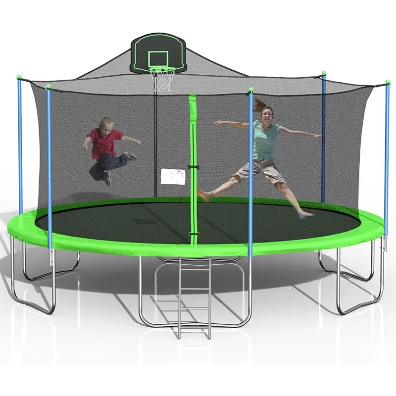 Photo 1 of 16ft Trampoline For Kids, Outdoor Trampoline With Safety Enclosure Net Basketball Hoop And Ladder, Trampoline For Adults
