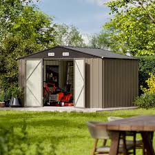 Photo 1 of ***INCOMPLETE/PARTIAL SET ITEM - NONREFUNDABLE - THIS SALE FINAL - SEE COMMENTS***
Patiowell 10 x 8 FT Outdoor Storage Shed, Large Garden Tool Metal Shed with Sloping Roof and Double Lockable Door, Outdoor Shed for Backyard Garden Patio Lawn, Brown
