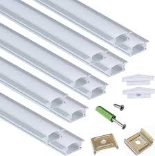 Photo 1 of 10-Pack 3.3FT 1M Recessed LED Strip Channel Diffuser System, 25X7MM Collar Aluminum Low Profile for Standing Cabinet Floating Shelf Alcove Routed Slot Tape Light with Milky Cover and Clips
