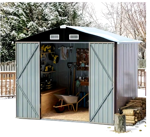 Photo 1 of *partial Set*, Internal 8 Ft. W X 5.3 Ft. D Outdoor Metal Storage Shed With Floor Frame And Lockable Door, 47 Sq. Ft.