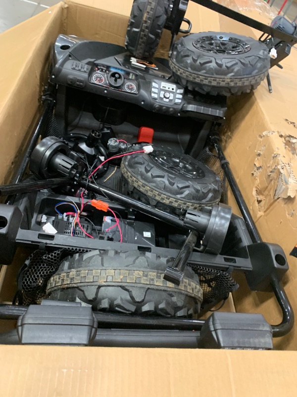 Photo 6 of ***USED - DAMAGED - MISSING PARTS - UNABLE TO TEST - SEE PICTURES***
ELEMARA 2 Seater Ride On Car for Kids Gift,12V 10AH Electric Off-Road Truck,4MPH Large Car,Side by Side Vehicle Max 140lbs with Remote Control,LED Light,Bluetooth,3 Speeds,2 Spring Suspe