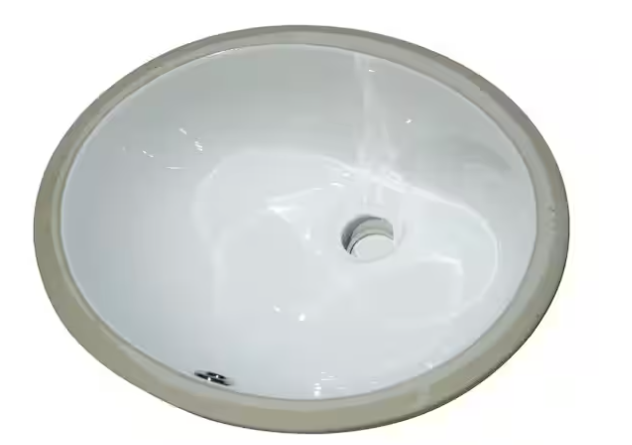 Photo 2 of 17 in. Undermount Oval Porcelain Bathroom Standard Vessel Sink in White


