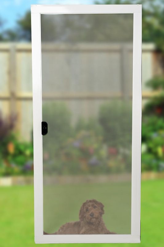 Photo 1 of  **TRUCK/TRAILER PICK UP ONLY**  (READ FULL POST) Petscreen® Dog & Cat Resistant Assembled Sliding Patio Door Screen (White) 36" X 80" - The Perfect Patio Screen Door for Families and Households with Pets!