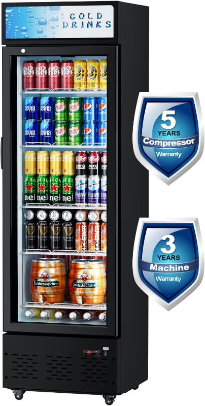 Photo 1 of 12 Cu.ft. Commercial Refrigerators Glass Door Beverage Refrigerators Commercial Fridge Upright Display Cooler with Soft LED Light and Adjustable Shelves for Restaurant Grocery Stores Home