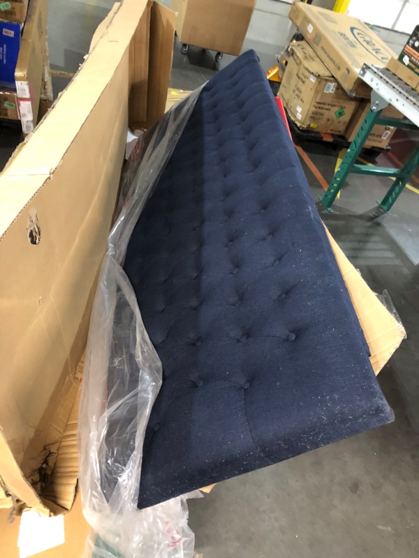 Photo 7 of *ONLY HEADBOARD* 24KF Linen Upholstered Tufted Button King Headboard and Comfortable Fashional Padded King/California King Size headboard - Navy Blue