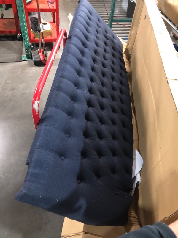 Photo 8 of 24KF Linen Upholstered Tufted Button King Headboard and Comfortable Fashional Padded King/California King Size headboard - Navy Blue