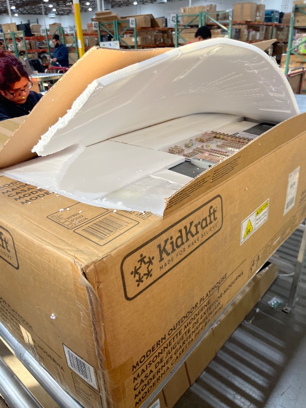 Photo 1 of KidKraft Modern Outdoor Wooden Playhouse with Picnic Table, Mailbox and Outdoor Grill, White