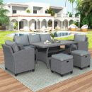 Photo 1 of *BOX 2 OF 3 //MISSING 1 & 3* 6Pc Outdoor Wicker Set Patio Garden Backyard Sofa Set (Gray Rattan+Gray Cushion) 
