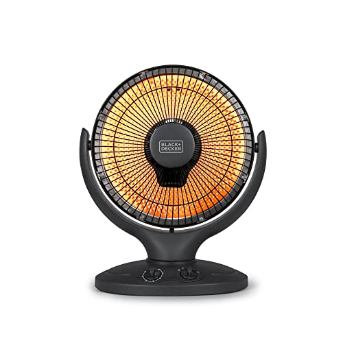 Photo 1 of 14 in. 800W Max Oscillating Radiant Dish Ceramic Heater, Black - 4.2 Lbs