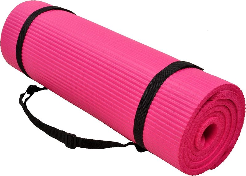 Photo 1 of All Purpose 1/2-Inch Extra Thick High Density Anti-Tear Exercise Yoga Mat and Knee Pad with Carrying Strap and Optional Yoga Blocks, Multiple
