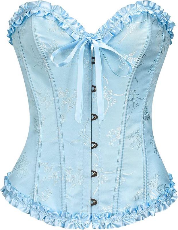 Photo 1 of  YUNAR Women's Vintage Cottagecore Shapewear Lace Up Overbust Corset Bustier Going Out Top
