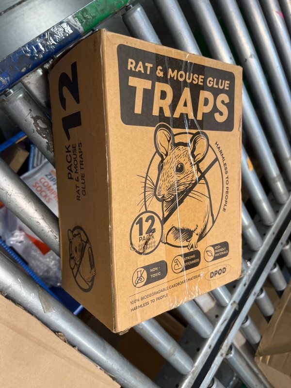 Photo 2 of 12 Pack Glue Mouse Traps Indoor for Home, Large Sticky Mouse Traps for Inside House, Pre-Baited Adhesive Non-Toxic Glue Traps for Mice Rats, Snakes, Lizard, Insect