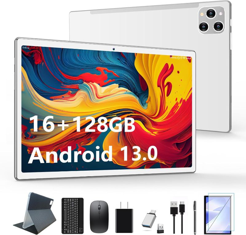 Photo 1 of 2024 Newest Tablet Android 13 Tablets 10 Inch, Tablet 128GB ROM+16GB RAM (8+8 Virtual), 2 In 1 Tablet with keyboard, Powerful Octa-Core+13MP Camera, 1TB TF Expandable, FHD IPS Display WiFi Tablet PC