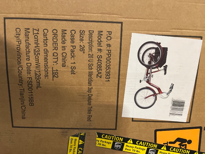 Photo 1 of Schwinn Meridian Deluxe Adult Tricycle Bike, Mens and Womens Three Wheel Beach Cruiser, 26-Inch Wheels, Low Step-Through Frame, Wide Seat, Rear Folding Basket, 3-Speed, Red