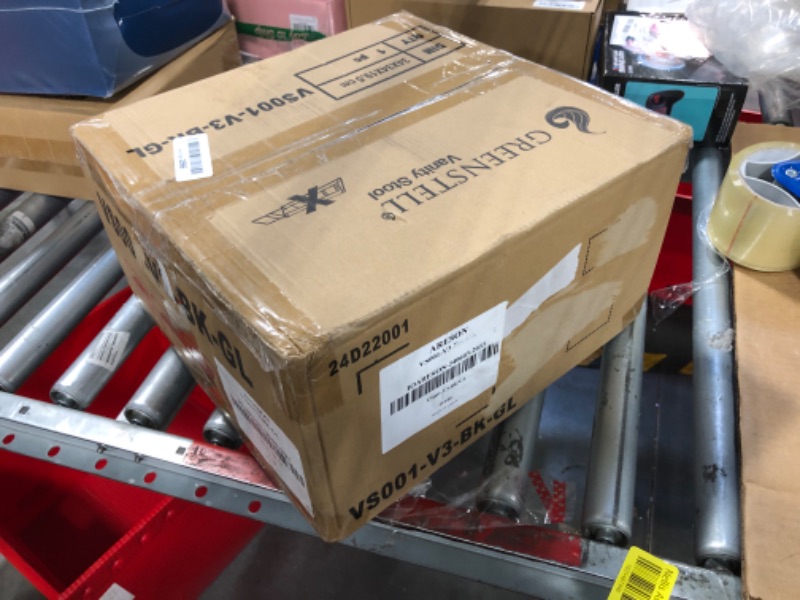 Photo 1 of GREENSTELL Vanity Stool with Storage, 19" to 23" Height Adjustable PU Leather Vanity Chair, 360° Swivel Makeup Stool with Removeable Tray, Modern Ottoman for Bedroom Bathroom, Black