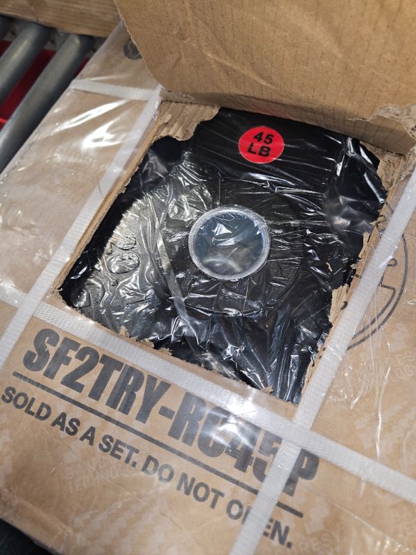 Photo 1 of Fitvids Olympic 2-Inch Cast Iron Plate Weight Plate for Strength Training and Weightlifting, Rubber Coate Style, 45LB Pair