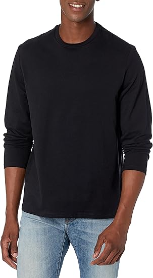 Photo 1 of Amazon Essentials Men's Regular-Fit Long-Sleeve T-Shirt, Black, Medium