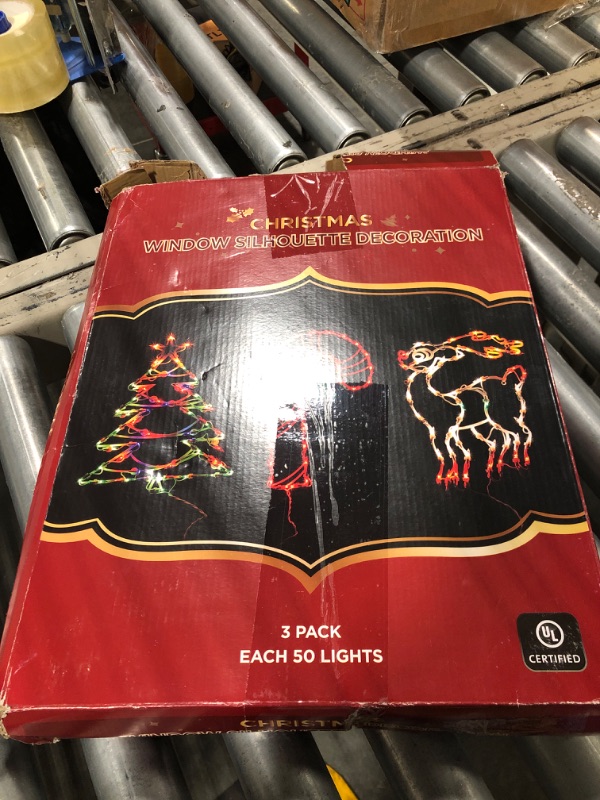 Photo 2 of 16" Christmas Window Silhouette Lights Decorations, 2 Pack Christmas Window Hanging Lights for Holiday Wall Indoor Window Decorations(Reindeer, Tree and Candy Cane)