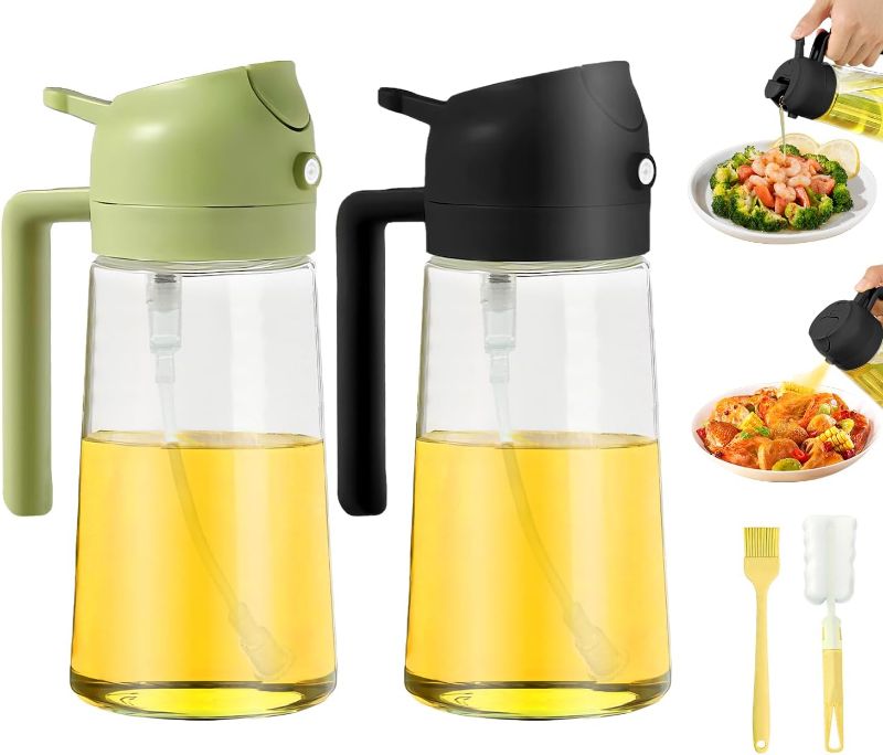 Photo 2 of 
TrendPlain 16oz Olive Oil Dispenser Bottle for Kitchen - 2 in 1 Oil Dispenser and Oil Sprayer for Cooking, Air Fryer, Salad, 470ml Olive Oil Sprayer Black&Green