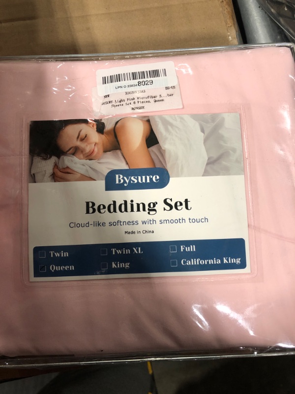 Photo 2 of BYSURE 6 Pieces Bed Sheets Set(Queen, Light Pink) - Super Soft 1800 Thread Count 100% Microfiber Sheets with Deep Pockets, Wrinkle & Fade Resistant