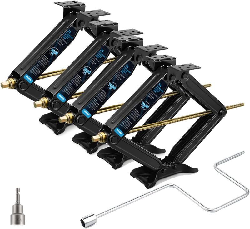 Photo 1 of [Upgrade] Kohree 7500lbs RV Stabilizer Leveling Scissor Jacks 24" for Travel Trailer Camper, Set of 4, Heavy Duty RV Stabilizer Jacks Kit with Crank Handle and Drill Bit