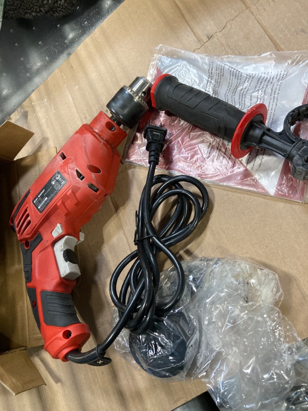 Photo 2 of ***VERY USED / DIRTY***Enventor 7.5 Amp Hammer Drill, 1/2 Inch Electric Corded Hammer Drill, 900W 0-3000RPM Variable Speed, 360° Auxiliary Handle, Hammer & Drill 2 in 1 Functions Impact Drill with 9pcs Bit for Metal, Wood