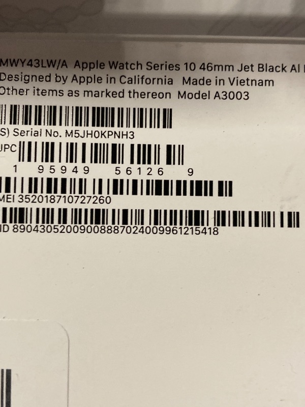 Photo 1 of Apple Watch Series 10 [GPS + Cellular 46mm case] Smartwatch with Jet Black Aluminium Case with Black Sport Band - M/L. Fitness Tracker