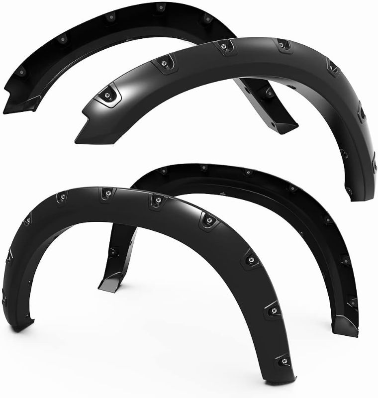 Photo 1 of  Paintable Smooth Matte Black Pocket Bolt-Riveted Style Fender Flare Set, 4 Piece