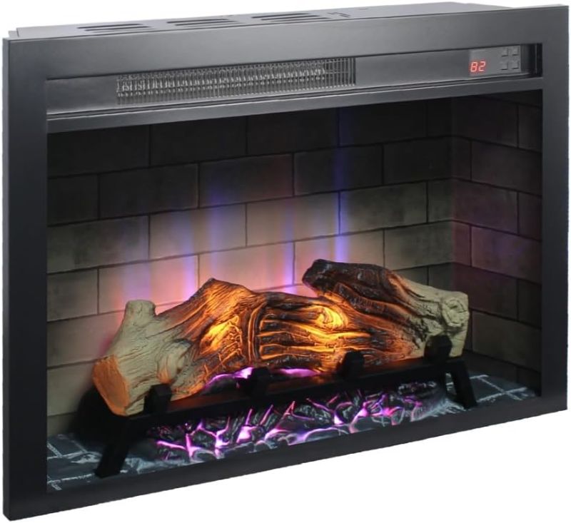 Photo 1 of  28'' Wall Recessed Electric Fireplace with Remote and Multicolored Flames, Heater Firebox 3D Flame 64?-82? 11-Levels Temperature...