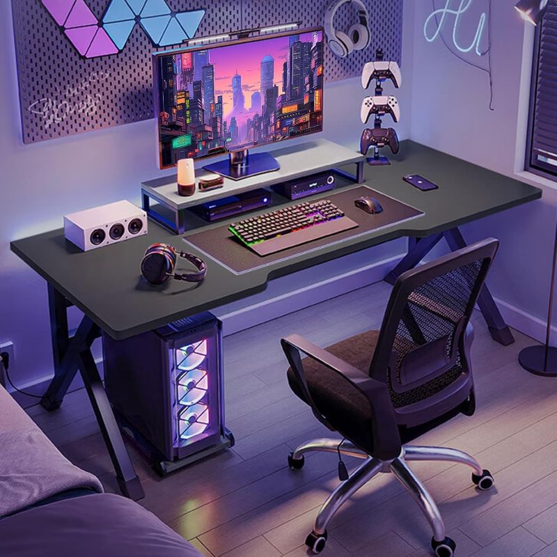 Photo 1 of  Gaming Desk Computer Desk for Bedroom 40 Inch, Gamer Workstation Sturdy Gaming Table with K-Shaped Steel Legs, Writing Desk with Wide Gaming Desktop...