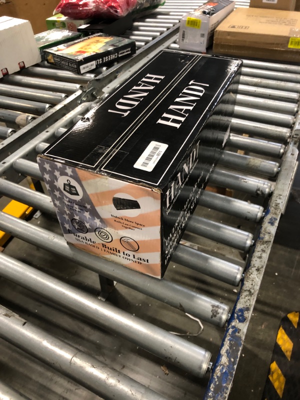 Photo 1 of HANDT Overhead Garage Storage Rack, Connectable Heavy Duty Metal Ceiling Rails For Garage Storage Organization Shelving System, Hanging Racks For Tote Containers, Supports Up To 6 Bins, 4 Sets Black