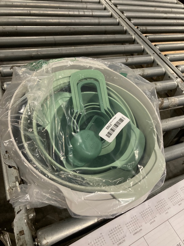 Photo 1 of Joseph Joseph Nest 9 Plus, 9 Piece Compact Food Preparation Set with Mixing Bowls, Measuring cups, Sieve and Colander, Editions Range, Sage Green