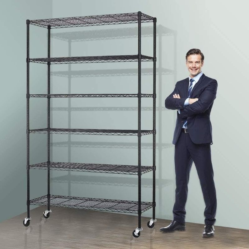 Photo 1 of 6-Tier Storage Shelves NSF Certified Wire Shelving Unit on Wheels Heavy Duty Metal Shelves Adjustable Steel Shelving 2100Lbs Capacity for Closet Pantry Basement- (18"x48"x82", Black)
***STOCK PHOTO SIMILAR ITEM***