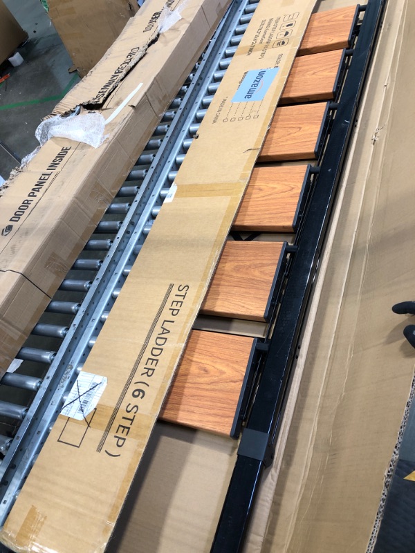 Photo 1 of GameGem 6 Step Ladder, Aluminum Folding Step Stool with Anti-Slip Sturdy and Wide Pedal, Portable Lightweight Step Ladder with Handgrip for Indoor Outdoor Use, 330 lbs Capacity, Black Woodgrain